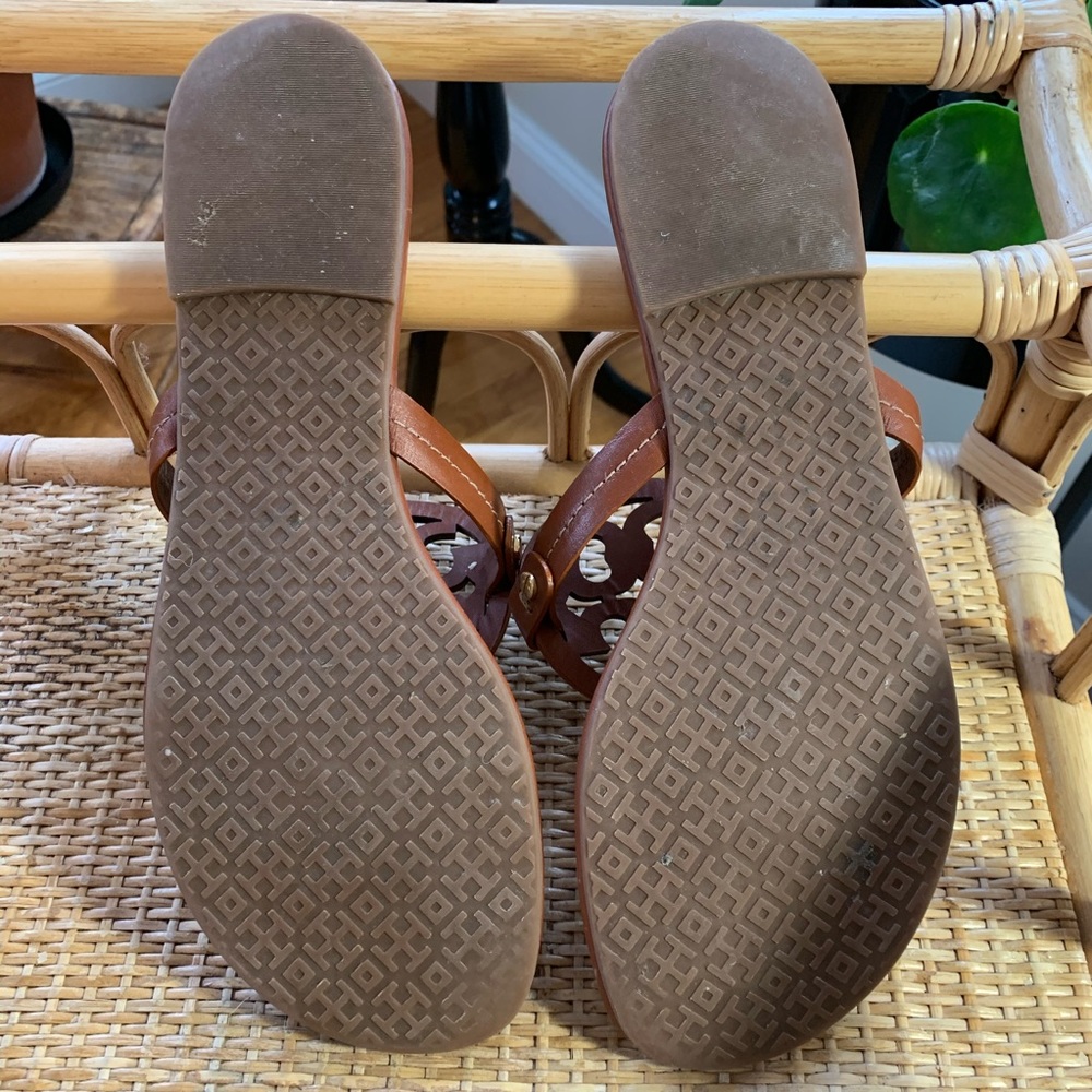 Tory Burch Vintage Vachetta Leather Miller Sandals Size 9 - Picture 5 of 8